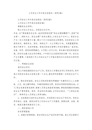 公司安全工作年度总结报告（通用3篇）.docx