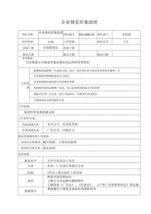 X汽车集团企划部企业视觉形象助理岗位说明书.docx