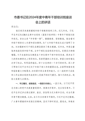 市委书记在2024年度中青年干部培训班座谈会上的讲话.docx