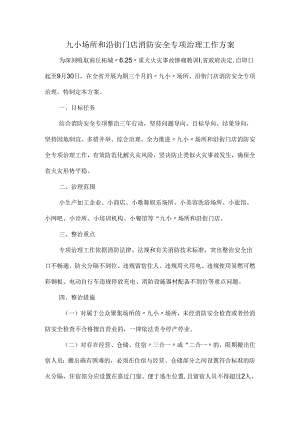 九小场所和沿街门店消防安全专项治理工作方案.docx