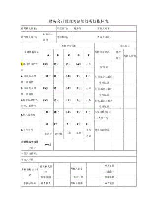 财务会计经理关键绩效考核指标表 - 副本.docx