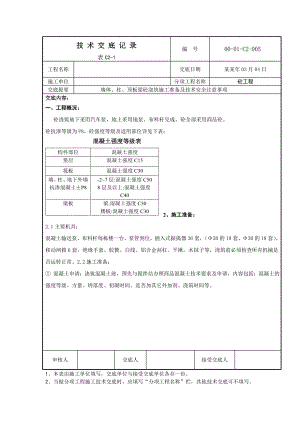 墙体、柱、顶板梁砼浇筑施工技术技术交底.doc