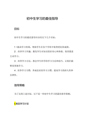 初中生学习的最佳指导.docx