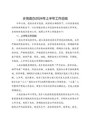 乡党政办2024年上半年工作总结.docx