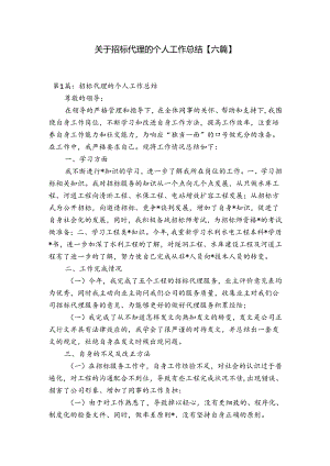 关于招标代理的个人工作总结【六篇】.docx