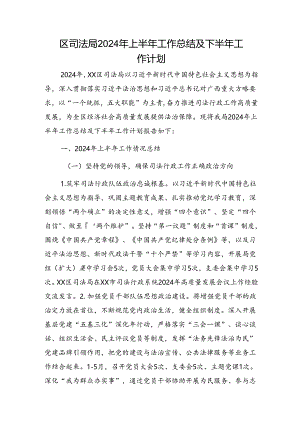 区司法局2024年上半年工作总结及下半年工作计划.docx
