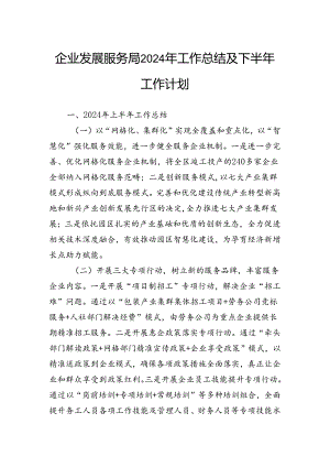 企业发展服务局2024年工作总结及下半年工作计划.docx