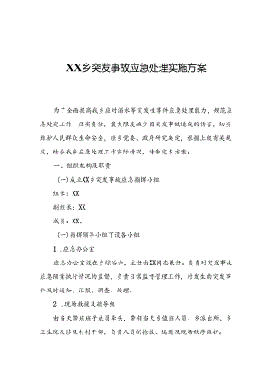 XX乡突发事故应急处理实施方案.docx