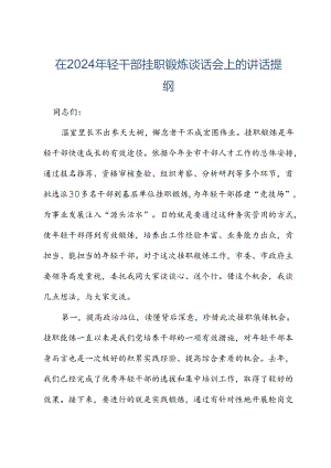 在2024年轻干部挂职锻炼谈话会上的讲话提纲.docx