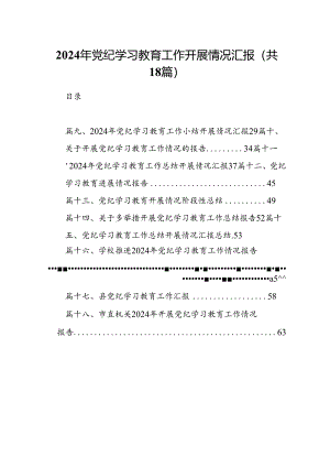 2024年党纪学习教育工作开展情况汇报18篇专题资料.docx