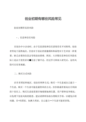 创业初期有哪些风险常见.docx