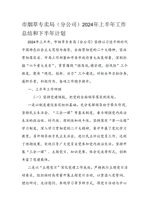 市烟草专卖局（分公司）2024年上半年工作总结和下半年计划.docx