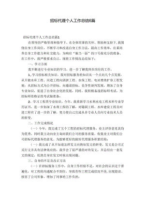 招标代理个人工作总结6篇.docx