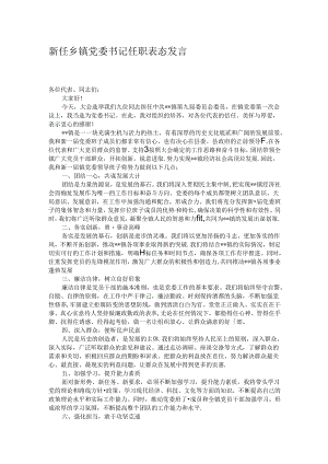 新任乡镇党委书记任职表态发言.docx
