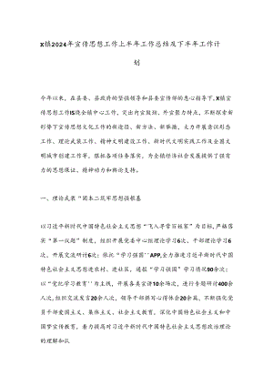 X镇2024年宣传思想工作上半年工作总结及下半年工作计划.docx