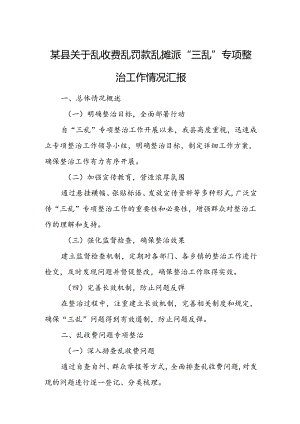 某县关于乱收费乱罚款乱摊派“三乱”专项整治工作情况汇报.docx