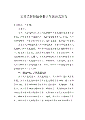 某某镇新任镇委书记任职表态发言.docx