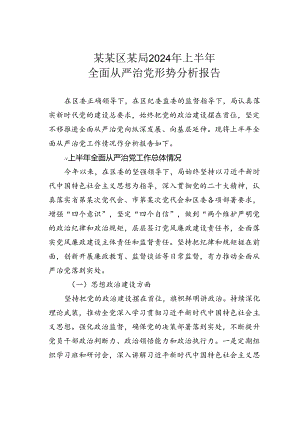 某某区某局2024年上半年全面从严治党形势分析报告.docx