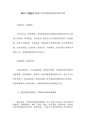 XX关于2023年档案工作问题整改情况的汇报.docx