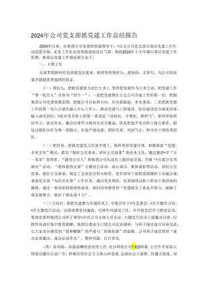 2024年公司党支部抓党建工作总结报告.docx