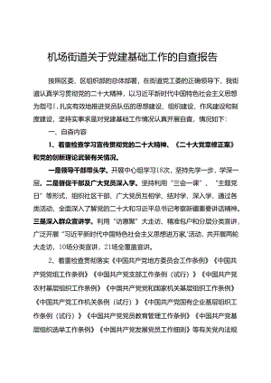 机场街道关于党建基础工作的自查报告.docx
