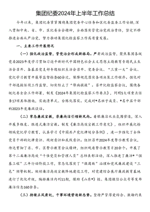 集团纪委2024年上半年工作总结.docx