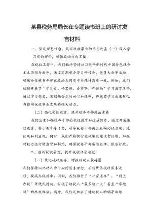 某县税务局局长在专题读书班上的研讨发言材料.docx