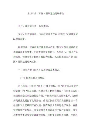 重点产业（园区）发展建设情况报告.docx