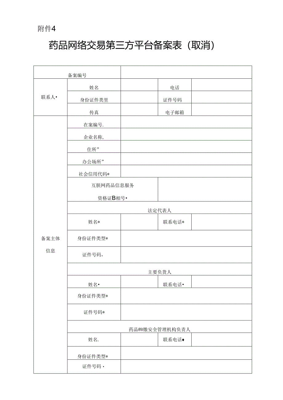 药品网络交易第三方平台备案取消表.docx_第1页