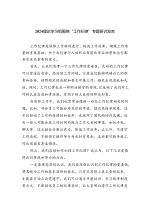 理论学习组围绕“工作纪律”专题研讨发言5篇（详细版）.docx