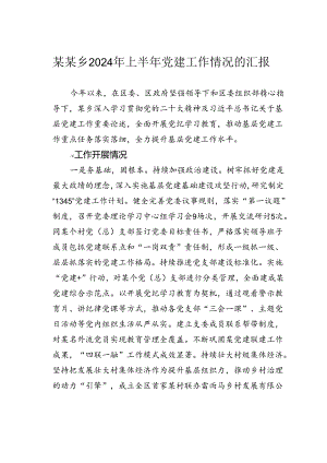 某某乡2024年上半年党建工作情况的汇报.docx