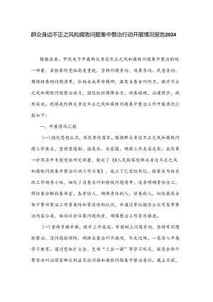 群众身边不正之风和腐败问题集中整治行动开展情况报告2024.docx