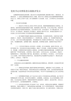 党组书记对照检查自我批评发言.docx