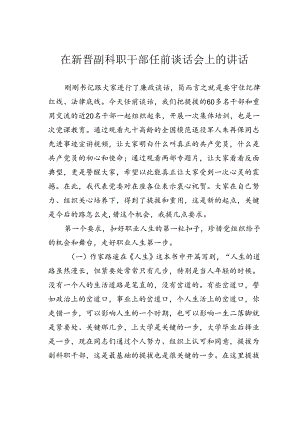在新晋副科职干部任前谈话会上的讲话.docx