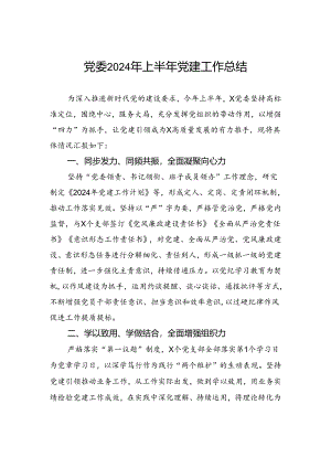 党委2024年上半年党建工作总结.docx