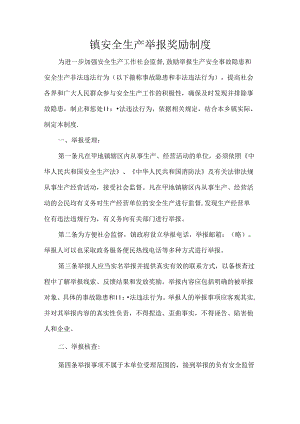 镇安全生产举报奖励制度.docx