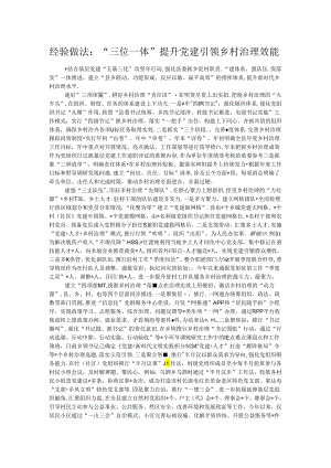 经验做法：“三位一体”提升党建引领乡村治理效能.docx
