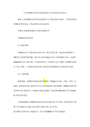 宁夏青铜峡市黄河善谷湿地修复与污染治理项目建议书.docx