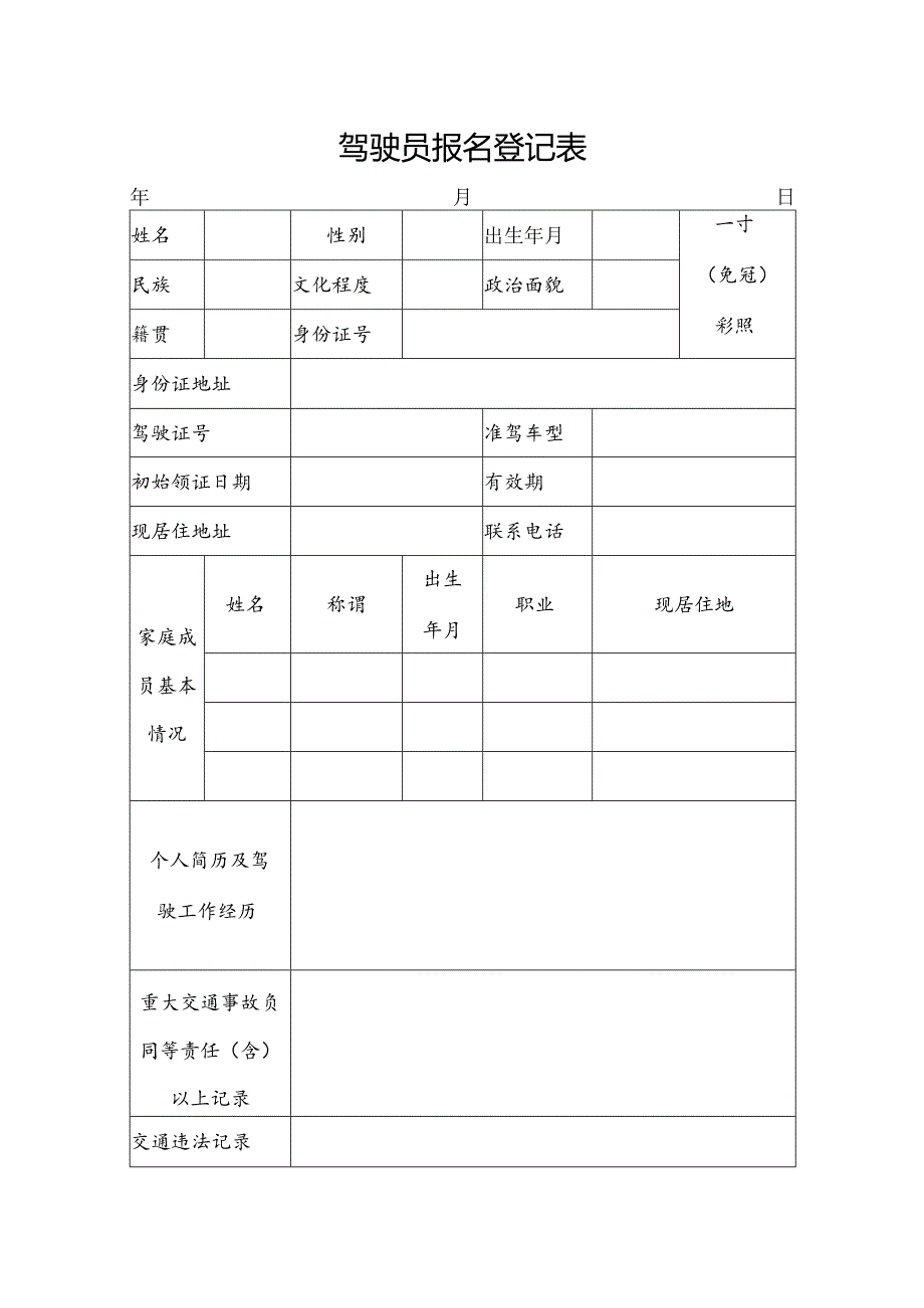 驾驶员报名登记表.docx_第1页