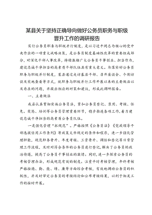 某县关于坚持正确导向做好公务员职务与职级晋升工作的调研报告.docx
