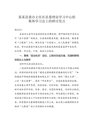 某某县委办主任在县委理论学习中心组集体学习会上的研讨发言.docx