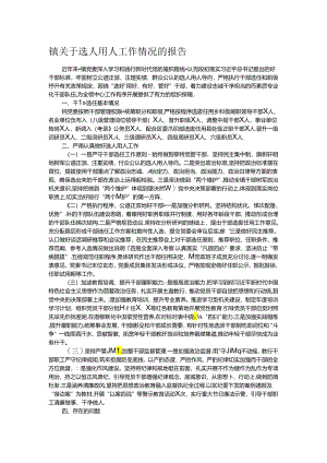 镇关于选人用人工作情况的报告.docx