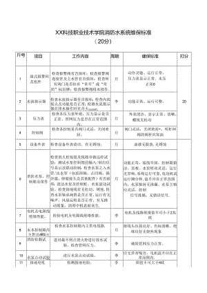 XX科技职业技术学院消防水系统维保标准（2024年）.docx