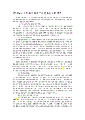 局2024年上半年全面从严治党形势分析报告.docx