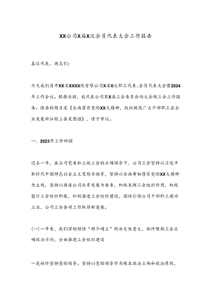 XX公司X届X次会员代表大会工作报告.docx