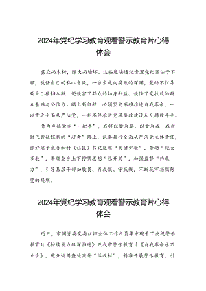 党员干部2024年党纪学习教育观看警示教育片的心得体会(15篇).docx