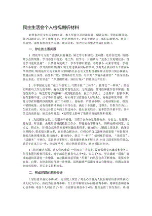 民主生活会个人检视剖析材料.docx