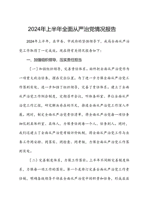 2024年上半年全面从严治党情况报告.docx