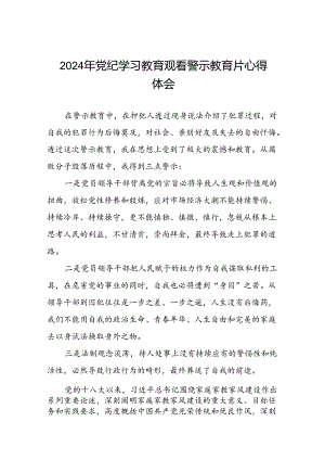 党员干部2024年党纪学习教育观看警示教育片心得体会简短发言二十篇.docx