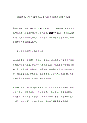 X区残疾人联合会党组关于巡察整改进展情况的报告.docx